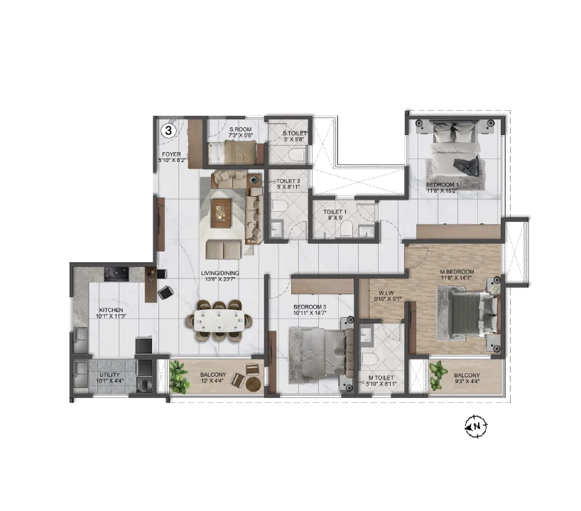 4 BHK Regal floor plan