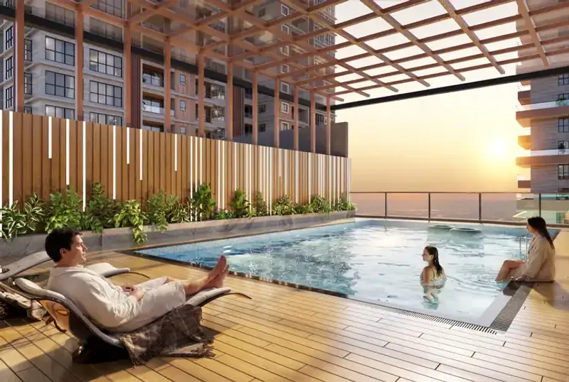 Infinity edge pool with sunset views